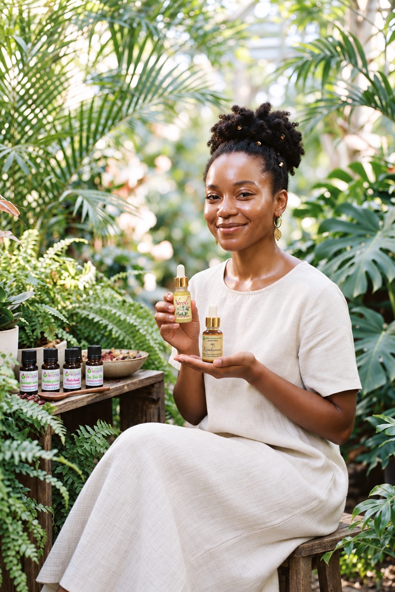 Soins naturels Bio Nature Santé présentés dans un jardin